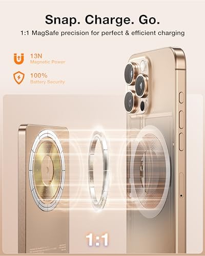 TORRAS Mag Safe-Compatible 5,000 m Ah Slim Portable Charger – Fast Wireless Charging Power Bank for i Phone 12-16 – Ultra-Thin Magnetic Battery Pack with USB-C Cable for Effortless On-the-Go Power Solutions