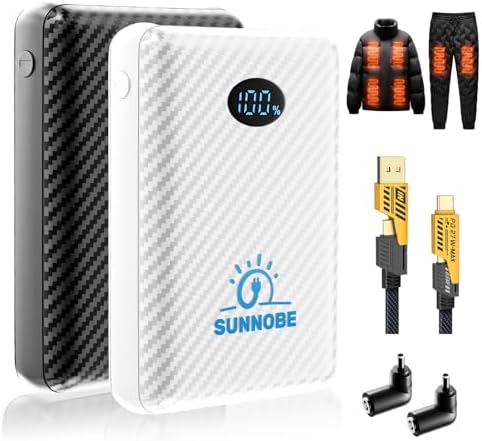 Ultimate 10000 m Ah Power Bank for Heated Vests – Versatile 7.4 V/5 V Battery Pack with DC, USB, and Type-C Outputs, Lightweight Design and LED Display for Outdoor Enthusiasts – Charge Your Devices While Staying Warm