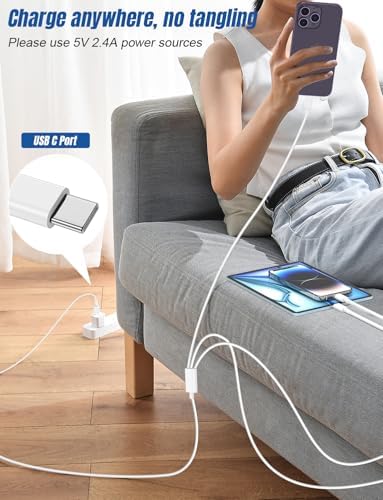 Versatile 3-in-1 i Phone Charger Cable – 6 FT USB C to Lightning with Triple Port Compatibility for i Phone 16/15/14/13/12/11 Pro Max/XS/XR/8 & i Pad Pro/Mini – Fast Charging Solution (2-Pack, Black) for Effortless Multi-Device Power Management