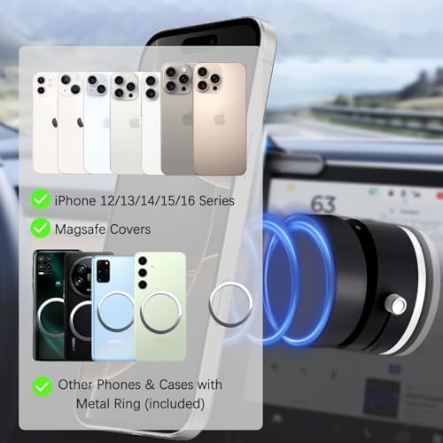 VENINGO Magnetic Suction Car Phone Holder – 360° Rotating Mount for Mag Safe Smartphones – Foldable Design for Easy Storage – Strong Vacuum Grip for Smooth Surfaces – Sleek Black Finish for All Vehicle Models – Ultimate Hands-Free Navigation and Safety
