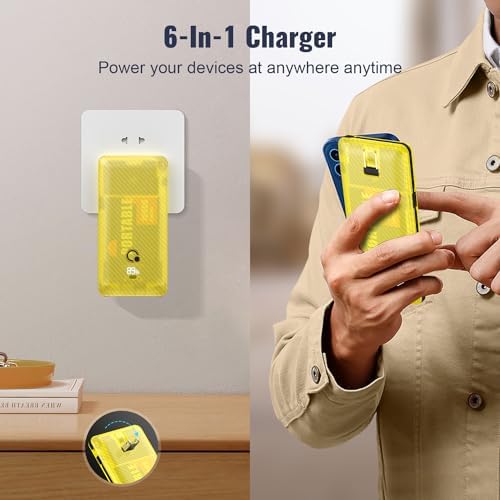 Brand Q 10000 m Ah Portable Power Bank with Built-in AC Plug – Ultra-Slim Design & Fast 20 W Charging, Includes 3 Integrated Cables for Smartphone & Tablet Compatibility – Essential Travel Charger for On-the-Go Convenience