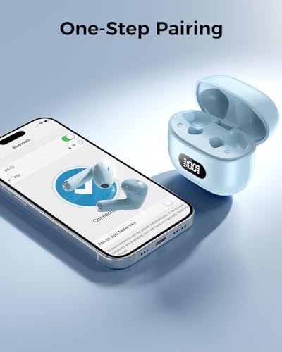 Revolutionary Bluetooth 5.4 Wireless Earbuds – Immersive Surround Sound with 48-Hour Playtime, IPX7 Waterproof for Ultimate Sports Performance, Tap-Control for Effortless Use, LED Display Charging Case – Perfectly Compatible with i Phone & Android Devices