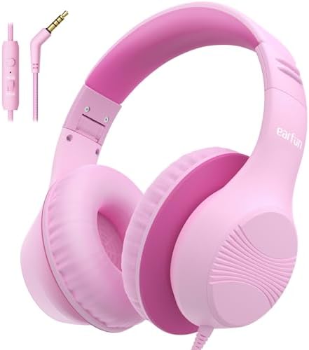 Transform Your Child’s Audio Adventures with Ear Fun K3 Kids Over-Ear Headphones – Engineered for Safe Listening with Volume Limiting, Exceptional HD Stereo Sound, and Travel-Friendly Foldable Design in Vibrant Blue – Ideal for School, Stylish for Every Young Explorer with Enhanced USB-C Compatibility!