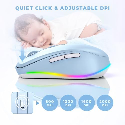 PEIOUS Rechargeable Wireless Mouse with LED – Innovative Jiggler Technology to Keep Your Computer Awake – Sleek Black Design for Optimal Comfort and Productivity