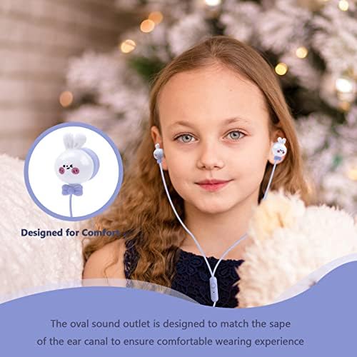 Whimsical Kids Rabbit Earbuds with Microphone – Premium In-Ear Headphones for Learning, Play & Adventure – Includes Colorful Storage Case for Effortless Organization – Ideal Gift for Young Music Lovers