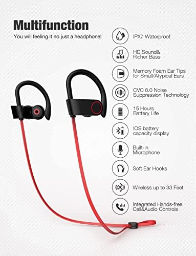 Otium Wireless Bluetooth Earbuds – IPX7 Waterproof Sports Headphones for Gym and Running, HD Stereo Sound with 15-Hour Battery Life, Sweatproof In-Ear Design, Enhanced Compatibility for Active Lifestyles