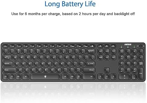 Transform Your Typing with the Arteck Universal Backlit Wireless Bluetooth Keyboard – Multi-Device Compatible & Rechargeable with 7-Color Adjustable Illumination for Windows, i OS, Android, and More! Elevate Your Workspace’s Style and Efficiency!