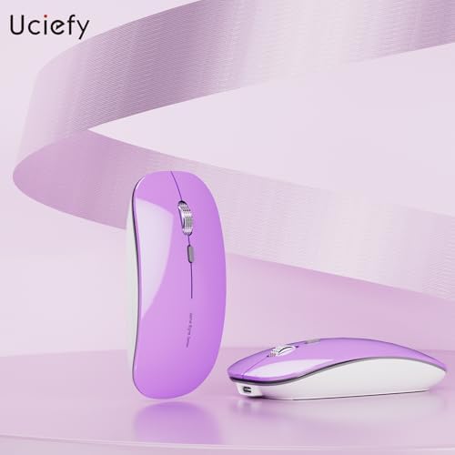 Uciefy Q5 Slim Rose Gold Wireless Mouse – Portable Optical Rechargeable Design with Silent Click, USB Receiver & Type C Adapter for Effortless PC, Laptop & Desktop Compatibility – Elevate Your Workspace with Style & Precision