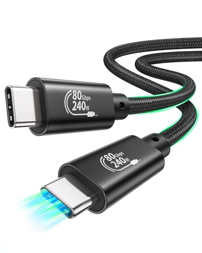 Fitee Thunderbolt 5 USB4 Cable – 4 FT High-Speed 80 Gbps Data Transfer & 240 W PD3.1 Charging, 16 K Dual 8 K Video Support – Durable Braided USB C Cable for i Phone 16, Mac Book Pro, PSSD & More – Ultimate Performance & Compatibility