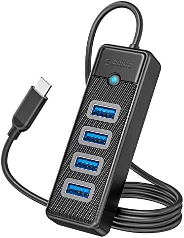 Ultra-Slim 4-Port USB 3.0 Hub by ORICO – High-Speed Data Splitter with 1.65 ft Extended Cable for Enhanced Connectivity, Perfect USB Adapter for Laptops, PCs, Mac Books, Xbox & More – Effortless Plug-and-Play Design for Seamless Device Management