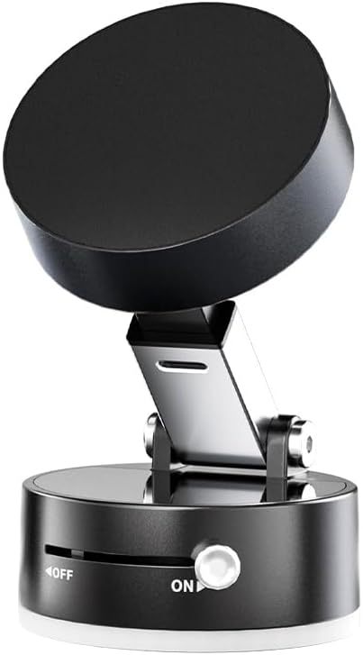 Vacuum Magnetic Suction Phone Holder, Adjustable and Foldable Car Mount, Strong Magnetic Car Phone Holder for Phone16/15/14/13/12,for Shower/Car/Mirror/Smooth Surfaces (Black) – Enhanced Compatibility and Speed