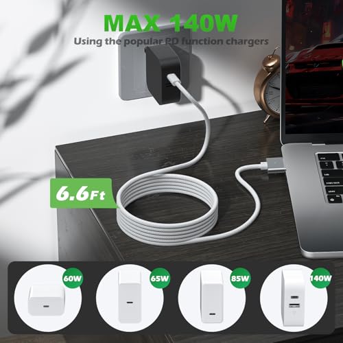 140W USB-C to Magnetic 3 Safe Charging Cable(2 M/6.6 ft) for M4 MacBook Air Pro Charger, Magnetic Charger Cord for MacBook Pro (16″/14″2024/2023/2021), Air (15″/13″M4 2025, M3 2024, M2 2023, M2 2022) – Enhanced Compatibility and Speed