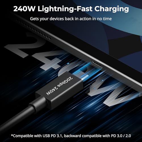 SMALLRIG 7.9-Inch USB-C Male to Female Data Cable – Experience 240 W Fast Charging & 20 Gbps Data Transfer Speeds for Camera Accessories, L-Shaped Plates & More – USB 3.2 Gen 2 x2 Compatible, Durable Design for Professionals & Enthusiasts