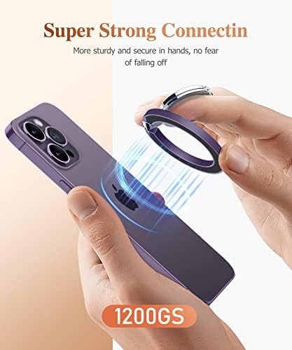 GVIEWIN Magnetic Phone Ring Holder, Compatible with MagSafe Phone Grip with Adjustable Stand, Magnet Phone Ring Kickstand for iPhone 16 Pro Max/Plus/15/14/13/12 Series/Other Phones (Purple) – Enhanced Compatibility and Speed