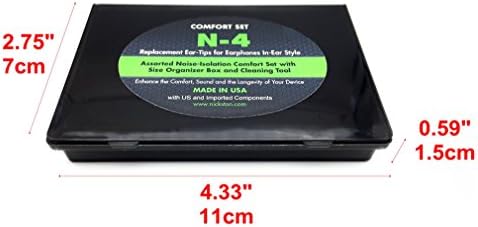 N-4 Premium Ear Tips Replacement Set for In-Ear Headphones – Versatile 6.4 mm to 7.4 mm Nozzle Compatibility with Custom Fit Memory Foam and Silicone Options, Cleaning Tool Included, Organized Storage Box for Enhanced Audio Experience and Comfort