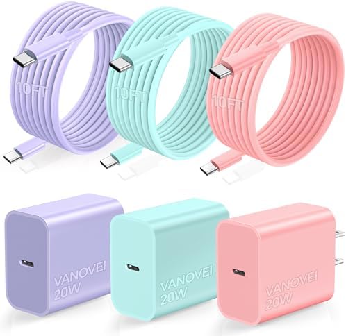 Ultimate 10 FT USB C Fast Charging Bundle for i Phone 16 Series – Dual USB C Charger Block with Long Cords for Enhanced Compatibility and Speed – Ideal for i Phone 16/16 Plus/16 Pro/16 Pro Max, i Pad, and Android Devices – Compact, Durable, and Portable Power Solution