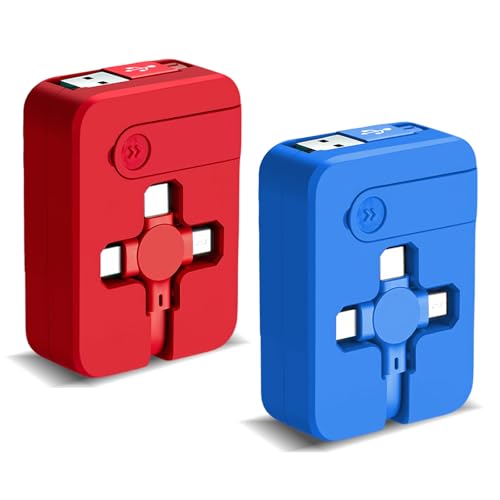 4-Pack Retractable 3-in-1 Charging Cable Set – Versatile 3.28 Ft Fast Charging Solution with IP, USB C, and Micro USB Connectors – Tangle-Free Design for Smartphones, Tablets & More – Stylish Black, Blue, Purple, Pink Options with Handy Phone Holder for On-the-Go Power