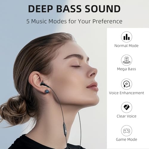 USB C Earbuds with Deep Bass & Noise Cancellation: Premium Headphones for i Phone, Galaxy, and Pixel with Voice Modulation for Karaoke Fun – Crystal-Clear Calls & Portable Case for Ultimate Sound Experience