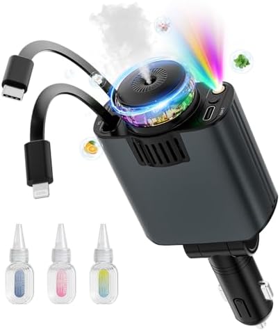Transform Your Charging Routine with the 4-in-1 Retractable Car Charger Featuring Starlight Glow – 120 W USB-C Fast Charger Compatible with i Phone 16/15/14/13/12/11 and Android Devices, Tangle-Free Design for Effortless Use, Perfect Valentine’s Gift for Him or Her in Sleek Dark Grey
