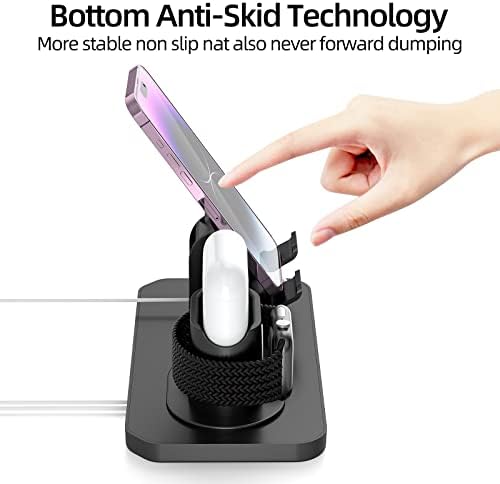 Revolutionize Your Charging Routine with the 180° Adjustable Phone Charger Stand Holder – 3-in-1 Docking Station for Apple Watch, Air Pods, i Pad, and Most Smartphones – Fast Charging & Elegant Gray Design for Enhanced Organization and Accessibility