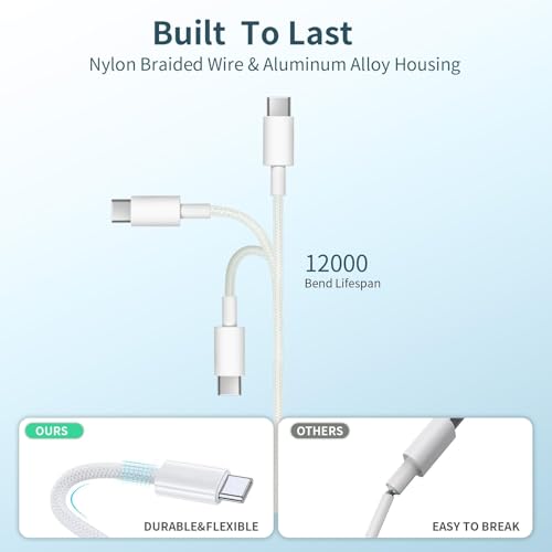 Revolutionary 3-in-2 Fast Charging Cable for Apple Devices – 6 ft USB-C Multi Charger for Apple Watch (All Models) & i Phone (16/15/14/13/12) – Ultra-Fast Charging, Elegant White Finish for Seamless Compatibility and Ultimate Convenience
