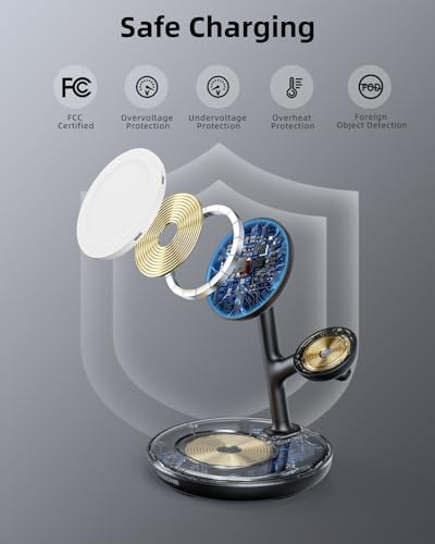 TRIBONE 3-in-1 Magnetic Wireless Charger Stand for Apple: Fast Charging Solution for i Phone 16/15/14/13/12, Apple Watch, and Air Pods in Unique Panda Color – Streamlined Convenience with Enhanced Compatibility and Effortless Device Alignment