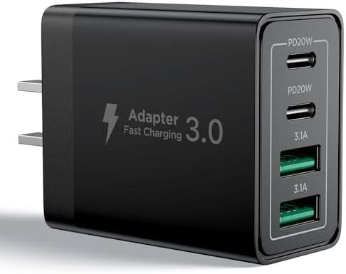 Aioneus 40 W USB C Fast Charging Block – 4-Port Dual PD & QC Wall Charger for i Phone 11-16, i Pad & Samsung Devices – Compact, High-Performance Power Adapter with Enhanced Safety Features for Home & Travel