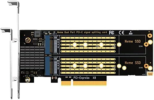 GLOTRENDS PA21 High-Speed Dual M.2 NVMe to PCIe 4.0 X8 Adapter – Maximize Your Storage Efficiency with Multi-SSD Support for 22110/2280/2260/2242/2230 Sizes, Perfect for Gamers and Content Creators Seeking Superior Data Transfer Speeds and Unmatched System Performance