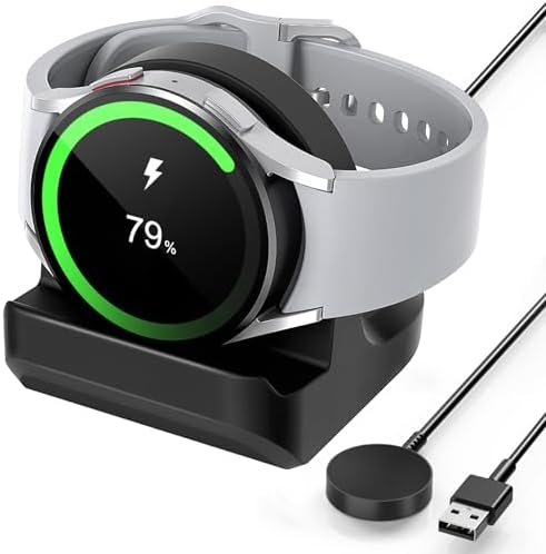 Optimize Your Charging Routine: Premium Non-Slip Charger Dock for Samsung Galaxy Watch 7, Ultra, 6 Classic, 5 & 5 Pro – Durable Silicone Stand with Fast USB-A Cable – Elegant Black Finish Perfect for Home and Office Decor – Ultimate Stability and Style for Smartwatch Enthusiasts