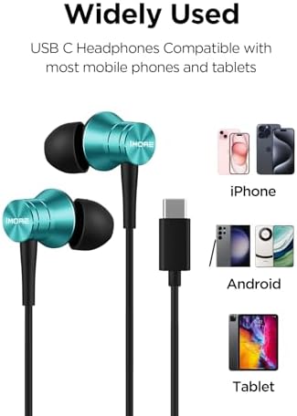 Dual Pack 1 MORE USB-C Earbuds – Premium Noise-Isolating In-Ear Headphones for i Phone 15 & Pixel 10 – High-Fidelity Sound with Built-In Mic, Lightweight Aluminum Design, and Tangle-Free Kevlar Cable – Perfect for Sports, Commuting, and Everyday Use with Extra Comfort Tips for a Custom Fit