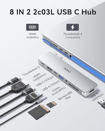 Unlock Your Mac Book’s Full Potential with the Premium 8-in-2 USB C Hub HDMI Adapter – Ultimate Thunderbolt 3 & 10 G USB Data Ports, Stunning 4 K Output, and Sleek Compact Design for 2018-2025 Mac Book Pro & Air Models – Effortless Connectivity, Fast Transfers, and Seamless Streaming for Professionals on the Go!