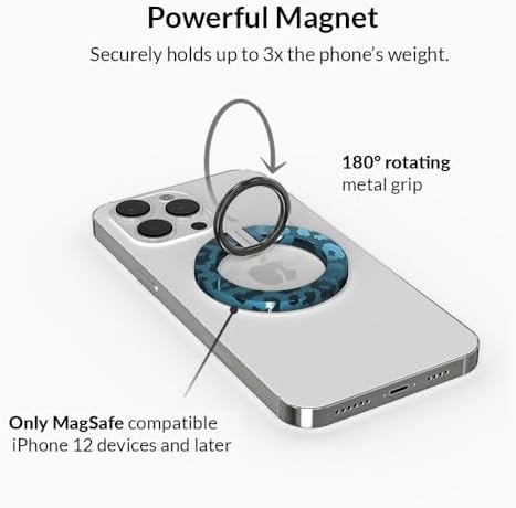 Transform Your i Phone 16, 15, 14, 13, 12 with VELVET CAVIAR’s Amethyst Purple Leopard Mag Safe-Compatible Grip – Stylish Magnetic Ring Holder & Adjustable Stand for Effortless Hands-Free Viewing, Secure Texting, and Enhanced Usability – Elevate Your Mobile Experience with Durable, Lightweight, and Customizable Accessory