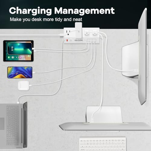 Ultimate 8-Outlet Power Strip Tower with 15 FT Extension Cord | Compact Surge Protector with 4 USB Ports & 20 W USB-C Fast Charging | Space-Saving Desk Organizer for Office & Home | Enhanced Compatibility for All Devices