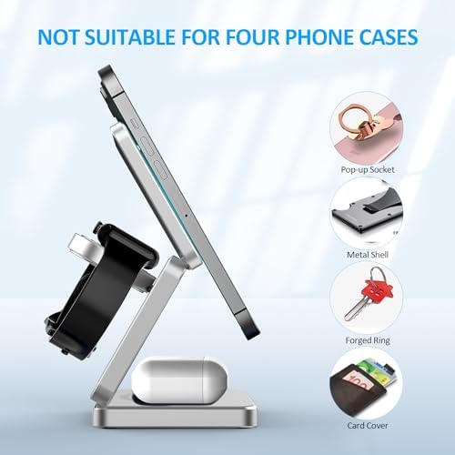 Revolutionary 3-in-1 Foldable Wireless Charging Station for Apple Devices – Ultimate i Phone 15, 14 Pro Max, 13, 12, Apple Watch 9-3, and Air Pods Pro Compatibility in a Compact Design (Black) – Streamlined Charging Efficiency and Portability for Tech Enthusiasts