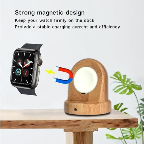 Sapele Wood Magnetic Charging Dock for Apple Watch – Elegant Fast-Charging Stand for Series 1-10, SE, and Ultra Models – Stylish and Portable Smartwatch Accessory for Home & Travel – Unique Durability and Chic Aesthetic Combined