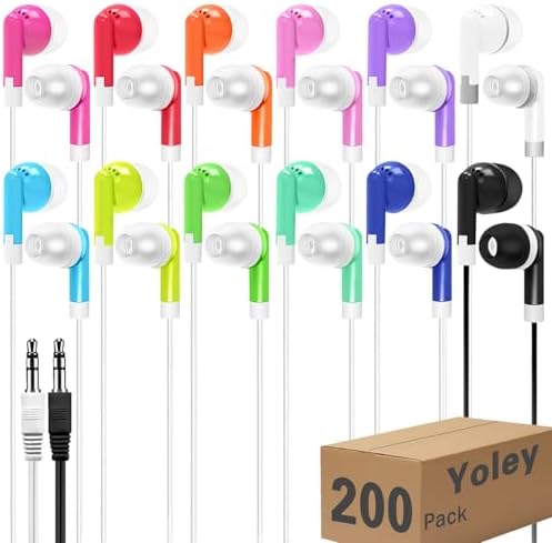 Bulk Earbud Headphones 50-Pack – Premium Wired Earphones for Classrooms & Group Learning, Exceptional Durability & Sound Quality, Perfect for Kids, Teens & Adults – Versatile Comfort for Family Activities & Educational Use (Black)