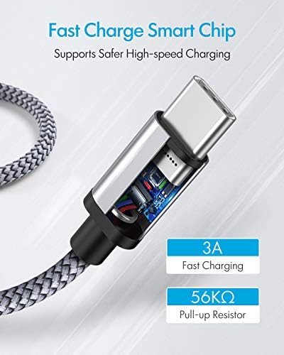 USB Type C Cable 5Pack (3/3/6/6/10FT), Nylon Braided USB C Cable Fast Charger Cord for iPhone 16/15, Samsung Galaxy S24 S23, LG V30 V20 G5 G6, PS5, Google Pixel, Redmi, HTC – Enhanced Compatibility and Speed