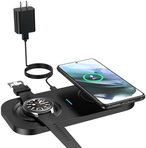 Dual Device Wireless Charging Pad – 10 W Max Fast Charger for i Phone 15/14/13/12/11 and Samsung S22/S21 – Compact & Efficient Multi-Device Charging Station with QC 24 W Adapter – Clutter-Free Power Solution for Everyday Use