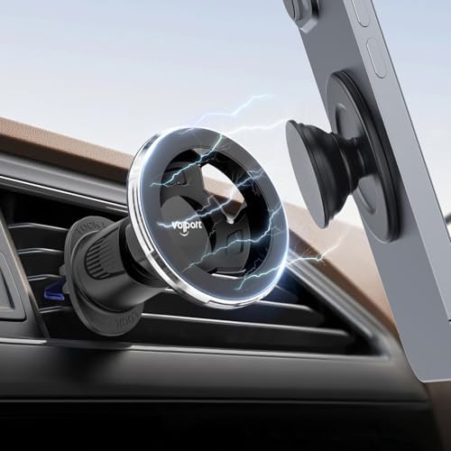 VOLPORT Mag Safe Car Mount: Premium Magnetic Phone Holder for Dashboard & Air Vent – 360-Degree Pivot for i Phone 16/15/14/13/12 Pro Max Plus & Samsung S24 Ultra – Enhanced Stability & Fast Charging Compatibility – Ultimate Automotive Solution for Effortless Hands-Free Navigation