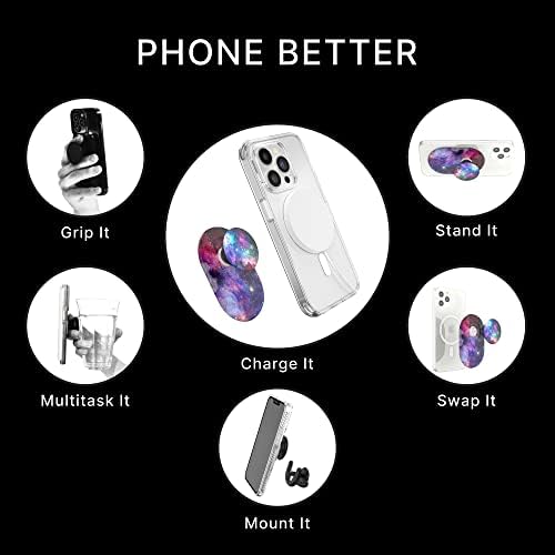 Mag Safe-Compatible Pop Grip with Wireless Charging – Gold Lutz | Enhanced Stability for One-Handed Use, Kickstand Functionality, and Secure Attachment for Ultimate Phone Protection