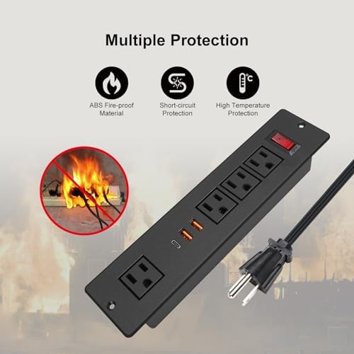 Revolutionize Your Charging Setup with the 20 W USB-C Recessed Power Strip – Seamlessly Integrate Fast Charging into Your Furniture for Desk, Cabinet, or Nightstand Use, Featuring a Sleek Black Finish and Enhanced Compatibility for All Your Devices