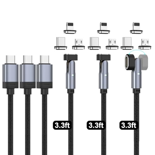 N. NETDOT 100 W Magnetic USB-C Charging Cable – Dual Pack for Rapid Charging & Seamless Data Transfer with LED Indicator – 3.3 ft Length for Smartphone & Tablet Compatibility – Ultimate Charging Solution for Modern Devices