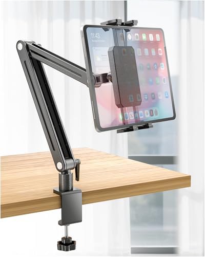 Ergonomic 360° Rotating Adjustable Monitor Stand for 15.6″ Tablets – Versatile Bed Clamp Mount for i Pad Air/Pro/Mini – Portable Desk Arm Holder Enhancing Comfort and Productivity Anywhere