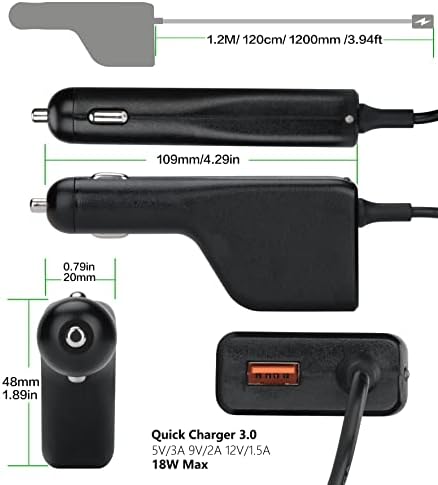 High-Speed Laptop Car Charger Adapter for Lenovo Think Pad Series – 20 V 4.5 A Power Supply with USB QC3.0 Fast Charging for Enhanced Performance in Cars, Trucks, and RVs – Ultimate Compatibility for X60, X61, T60, T400, and More – Charge Your Devices on the Go!