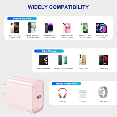 Ultimate 3-Pack USB-C Fast Charger for i Phone 16/15 – 20 W Power Delivery Quick Charge Adapter for i Pad Pro, Air Pods & More – Compact, Reliable & Safe Charging Solution for Home, Office, and Travel