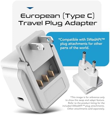Compact Travel Power Adapter Set for Brazil, Peru & Chile – 20 W Dual USB & USB-C Charger with 2 USA Sockets – Fast Charging with Type C & N Attachments – Portable Plug Converter for Global Travelers – Stay Connected Anywhere