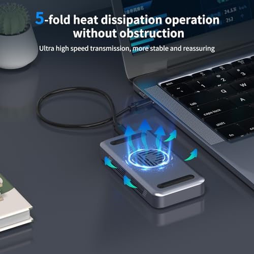 GODO RGB M.2 PCIe NVMe & SATA External SSD Enclosure – Ultra-Fast USB-C Adapter with Tool-Free Installation, 10 Gbps Transfer Speed, UASP & TRIM Support, Stylish RGB Lighting for Enhanced Portability and Performance