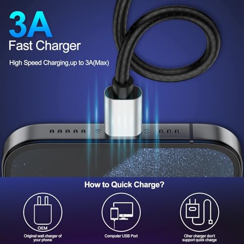 Cyven Premium 10 ft USB C Fast Charging Cable – 3-Pack High-Speed Type C Charger for Android Devices, Compatible with Samsung Galaxy S10, S9, S8 Plus – Enhanced Durability and Flexibility for Everyday Use