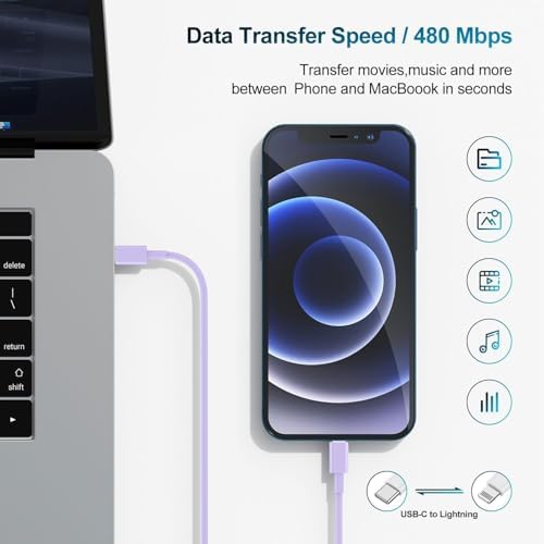 Ultra-Fast 20 W USB-C Charger with 6-Foot Lightning Cable – Convenient 3-Pack for i Phone 14/13 Pro, Ideal for Home and Travel – Superior Durability and Extended Reach for Effortless Charging Anytime