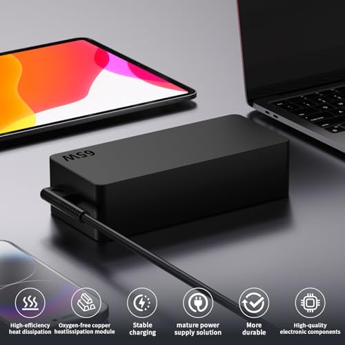 Universal 65 W/45 W USB-C Fast Charging Adapter for Lenovo Think Pad, Yoga, Chromebook & More – Lightweight, Compact Power Solution for Dell, HP, Acer, Asus, and Samsung Laptops with Enhanced Safety Features